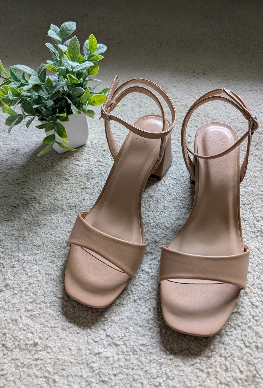 A New Day Nude Block Heel Ankle Strap Sandals Size 8.5